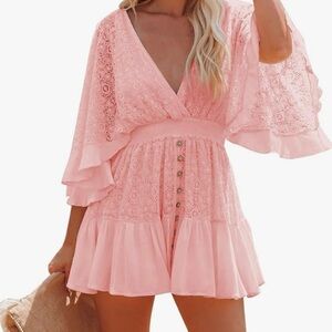 Bohemian lace dress. Pink size medium